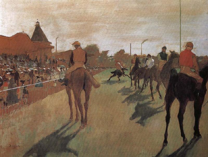 Edgar Degas a group of Racehorse oil painting picture